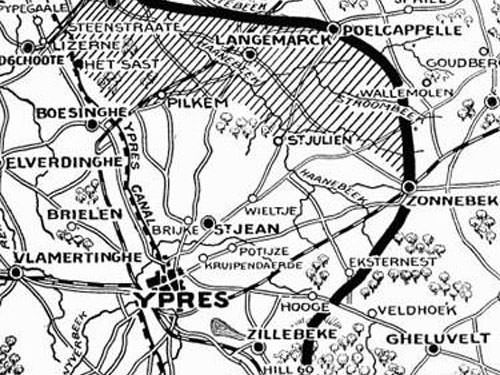 Messines Ridge - Map of Second Battle Ypres 1915