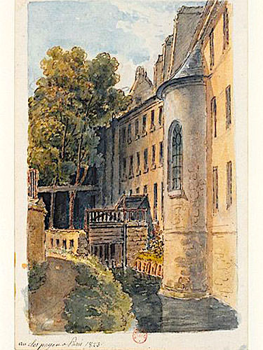 Manufacture des Gobelins chapel in 1823 on the bank of the River Bievre