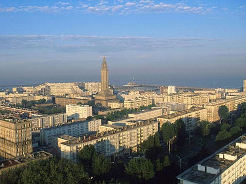 Le Havre listed city centre with S. Joseph Church spire