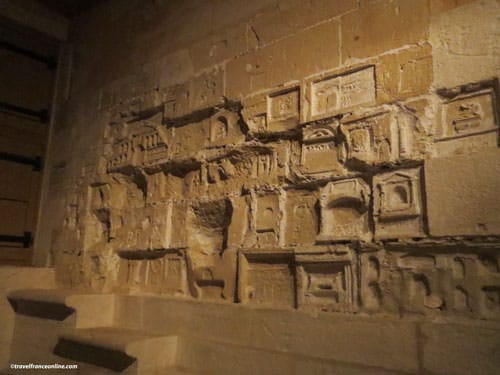 Carved wall in the former jail of the Castle of the Dukes of Brittany in Nantes