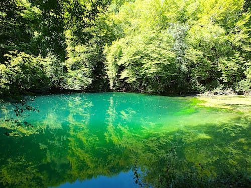 Gouffre de Saint-Sauveur- Emeral waters of the resurgence of the river Ouysse