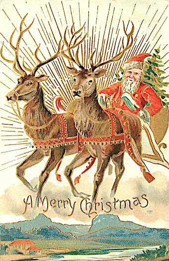 Father Christmas and his reindeer